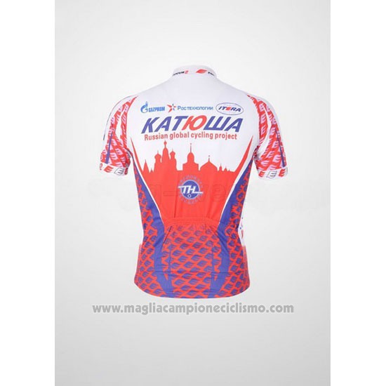 2011 Abbigliamento Ciclismo Katusha Bianco e Rosso Manica Corta e Salopette